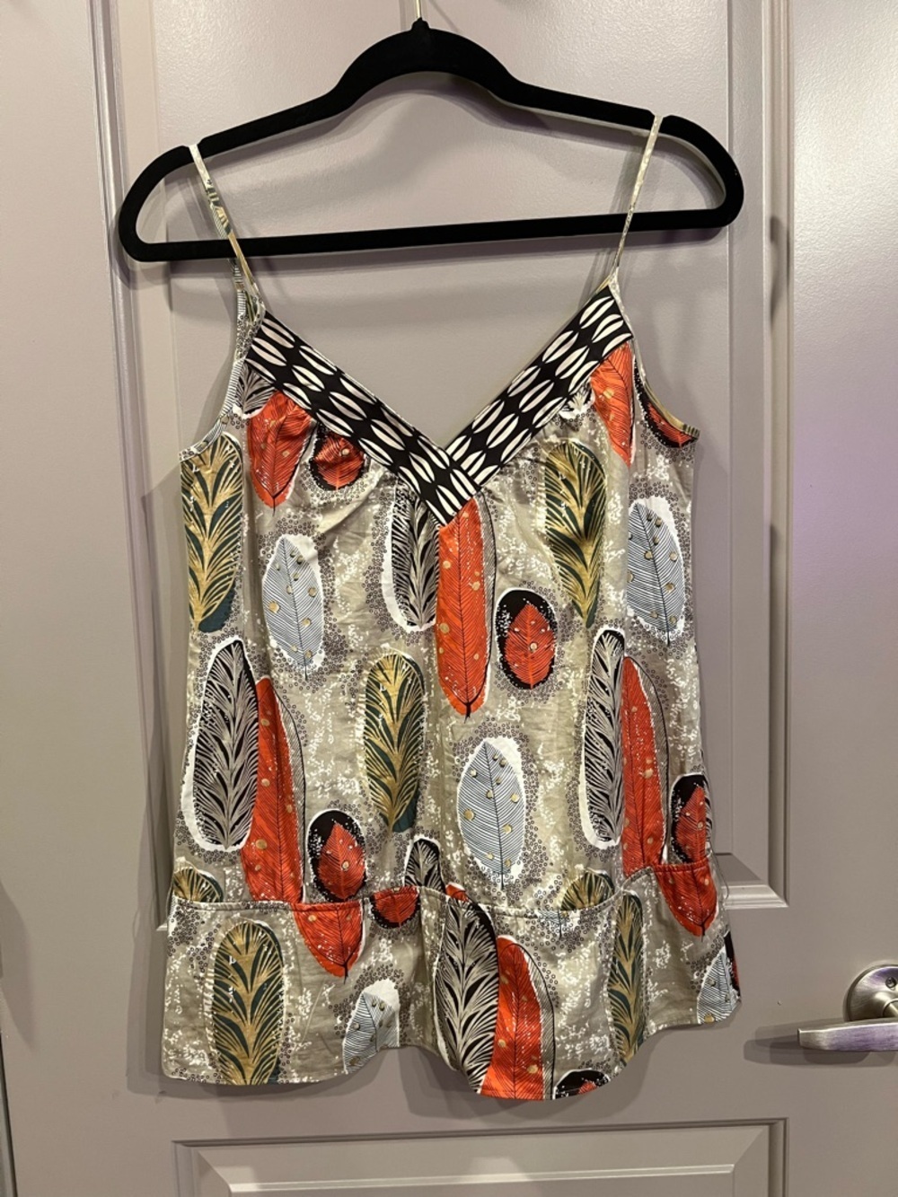 Hoss homeless Feather Print V-Neck Camisole in Orange and Neutral
